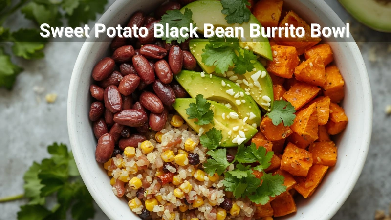 easy vegan lunch recipes – sweet potato black bean burrito bowl