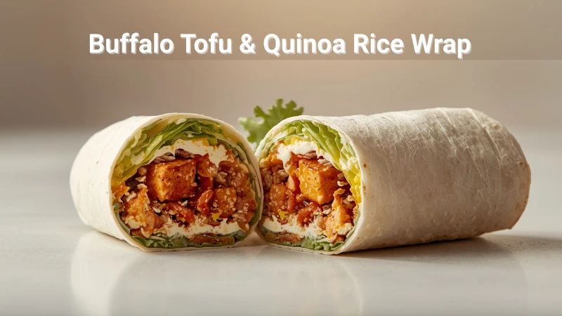 plant-based gluten free meals – buffalo tofu quinoa wrap