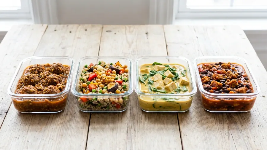 Easy vegan protein recipes for beginners meal prep containers
