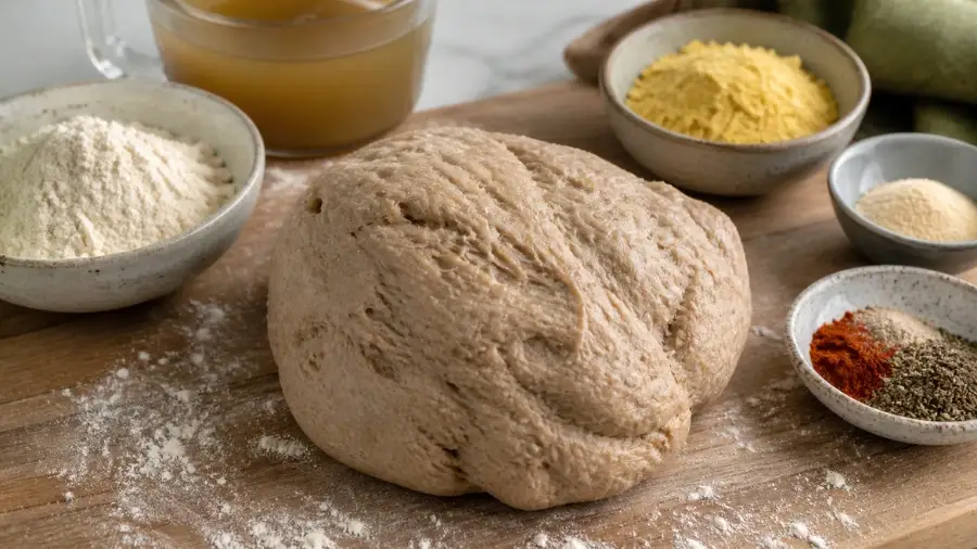 Homemade seitan recipe easy dough with vital wheat gluten ingredients