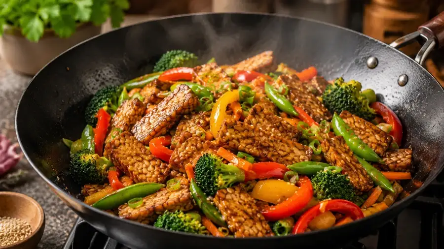 marinated tempeh stirs fry vegan