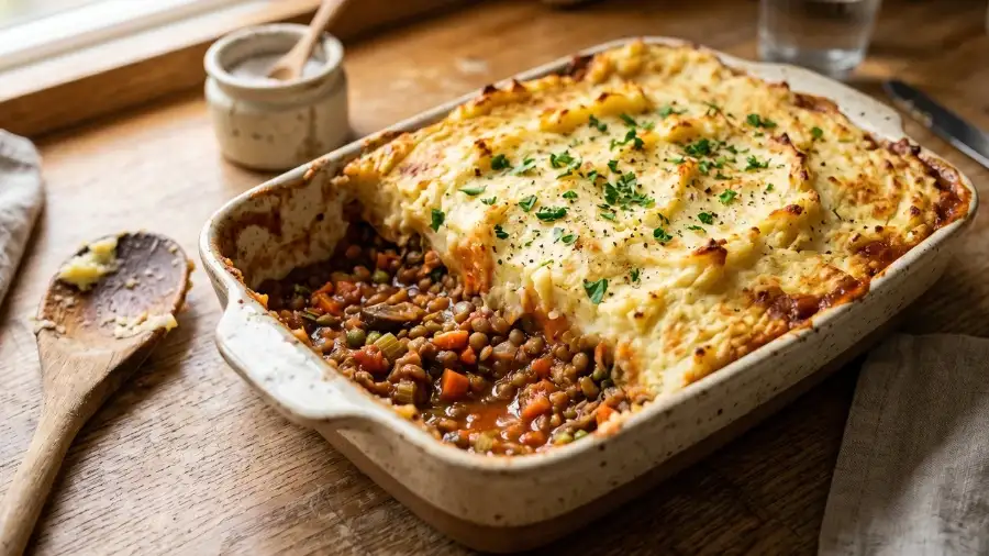 vegan shepherd's pie high protein plant based dinner
