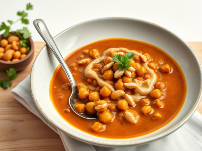 "Peanut butter and chickpea curry, an easy vegan one-pot meal with 15g protein."