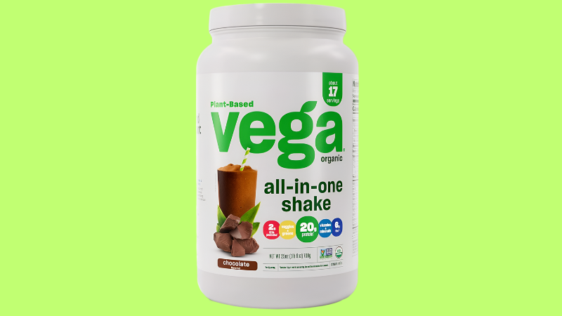 product image of vega organic all in one vegan protein powder.