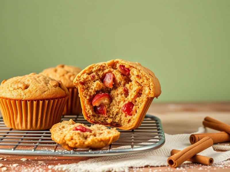 Sugar free vegetarian apple cinnamon muffins on cooling rack