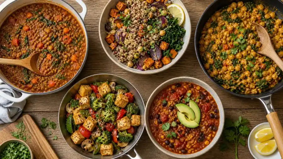 easy plant based one pot recipes variety high protein vegan meals