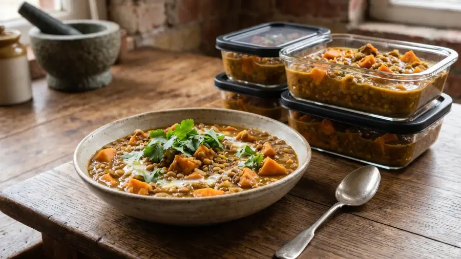 lentil sweet potato curry vegan meal prep