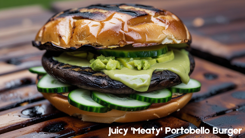 "Juicy Portobello burger—one of the best vegan meals for non-vegans!"