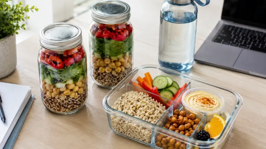 vegan lunch ideas for work with mason jar salads and portable bento lunchbox
