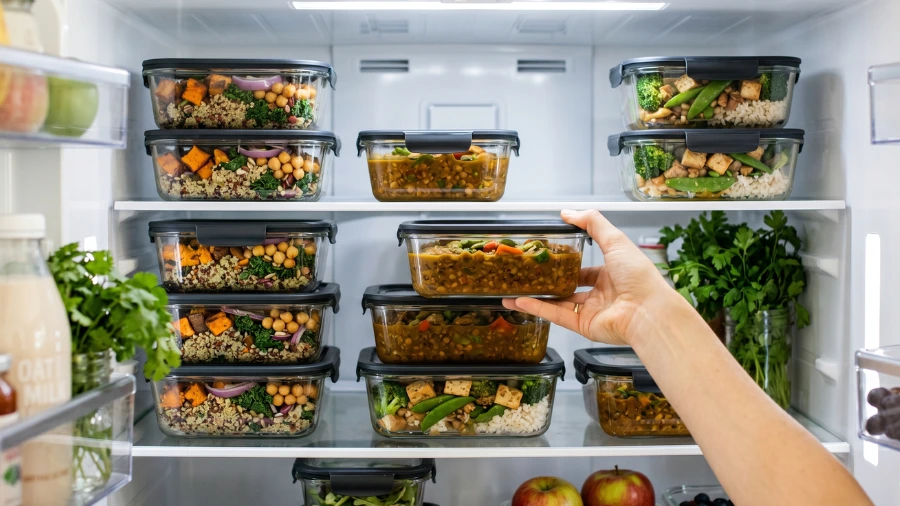 weekly vegan meal prep for weight loss fridge storage