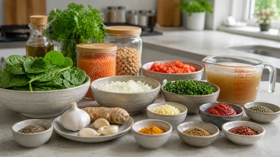 easy vegan one pot meals ingredients lentils chickpeas spices