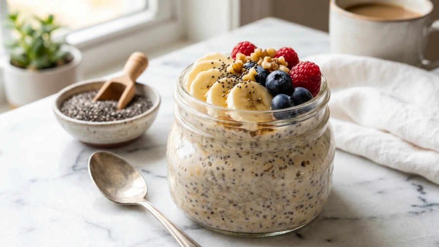 vegan overnight oats high protein breakfast prep