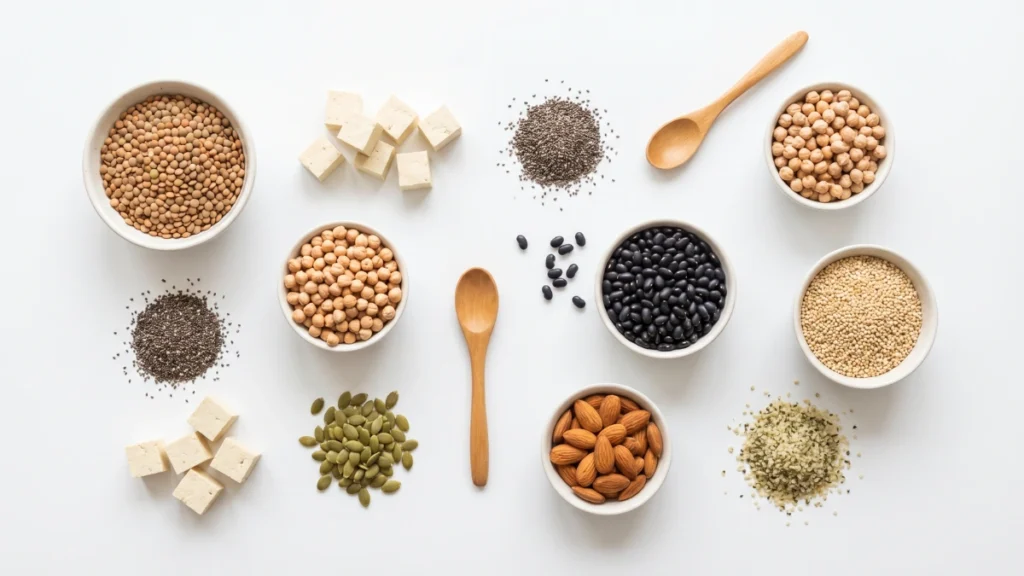 Gluten-free dairy-free protein foods list with lentils quinoa tofu seeds and nuts