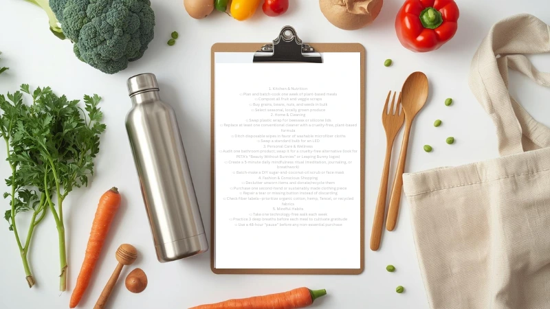 Free sustainable living checklist guide for vegan lifestyle and mindfulness practice with eco-friendly swaps for vegan lifestyle and sustainable living tips for vegans.