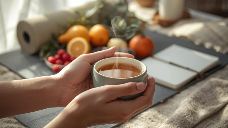 Mindful morning ritual showcasing vegan lifestyle and mindfulness practice with vegan wellness morning routine and sustainable living tips for vegans