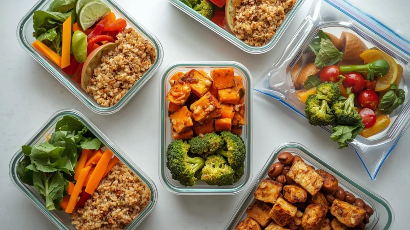Vegan meal prep ideas for beginners with easy vegan meal prep recipes, quick vegan meal prep tips, and sustainable vegan meal prep storage.