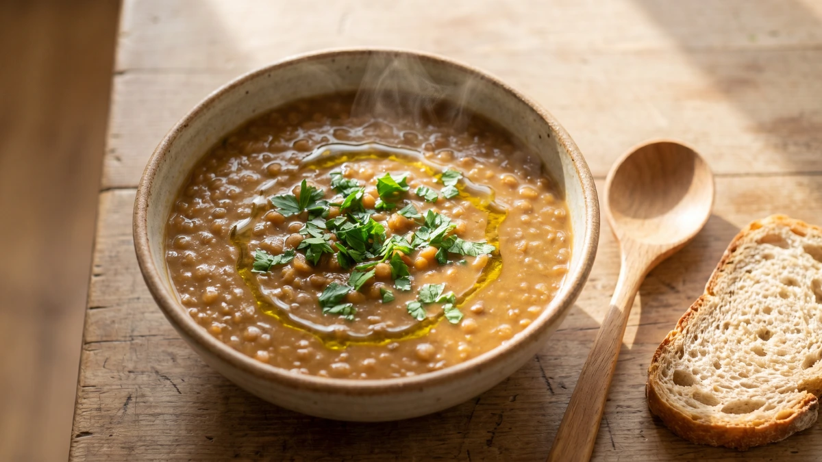 High protein gluten free dairy free meal lentil soup